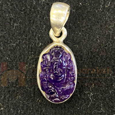 Amethyst Ganesh Silver Pendant