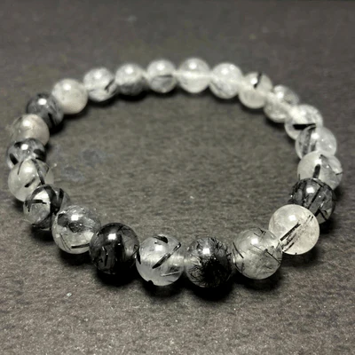 Black Rutile Stone Bracelet