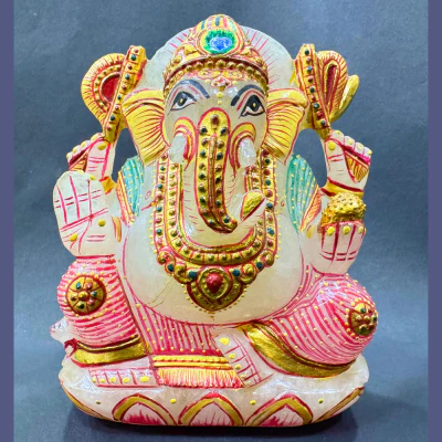 Embosed Sphatik Stone Ganesha - 1.250 Kgs