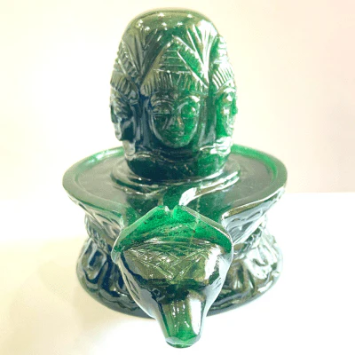Green Jade Stone Panchmukhi Shivling - (683 gms) - Image 3