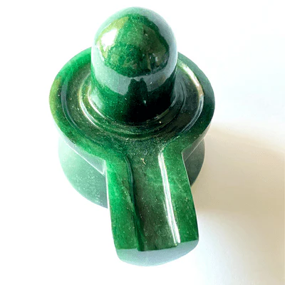 Green Jade Stone Shivling (Big Size -830 grams)