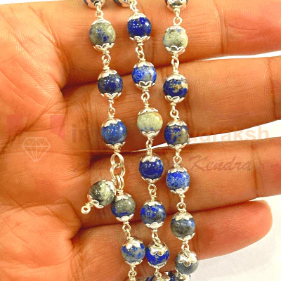 Lapis Lazuli Mala In Silver