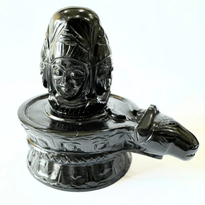 Natural Black Agate Panchmukhi Shivling (1.425 Kg) - Image 2