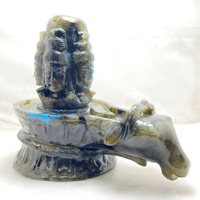 Natural Labrodorite Stone Shivling (3.5 kg)