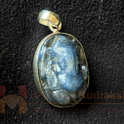 Bue Sapphire Ganesh Silver Pendant