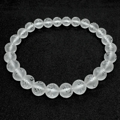 Om Carved Sphatik(quartz) Bracelet