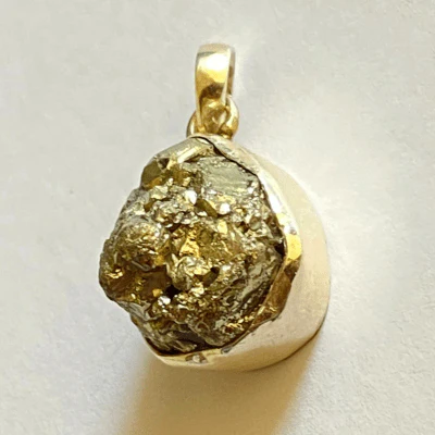 Pyrite Stone Silver Pendant