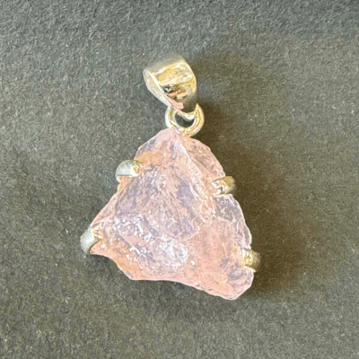 Rose Quartz Silver Pendant