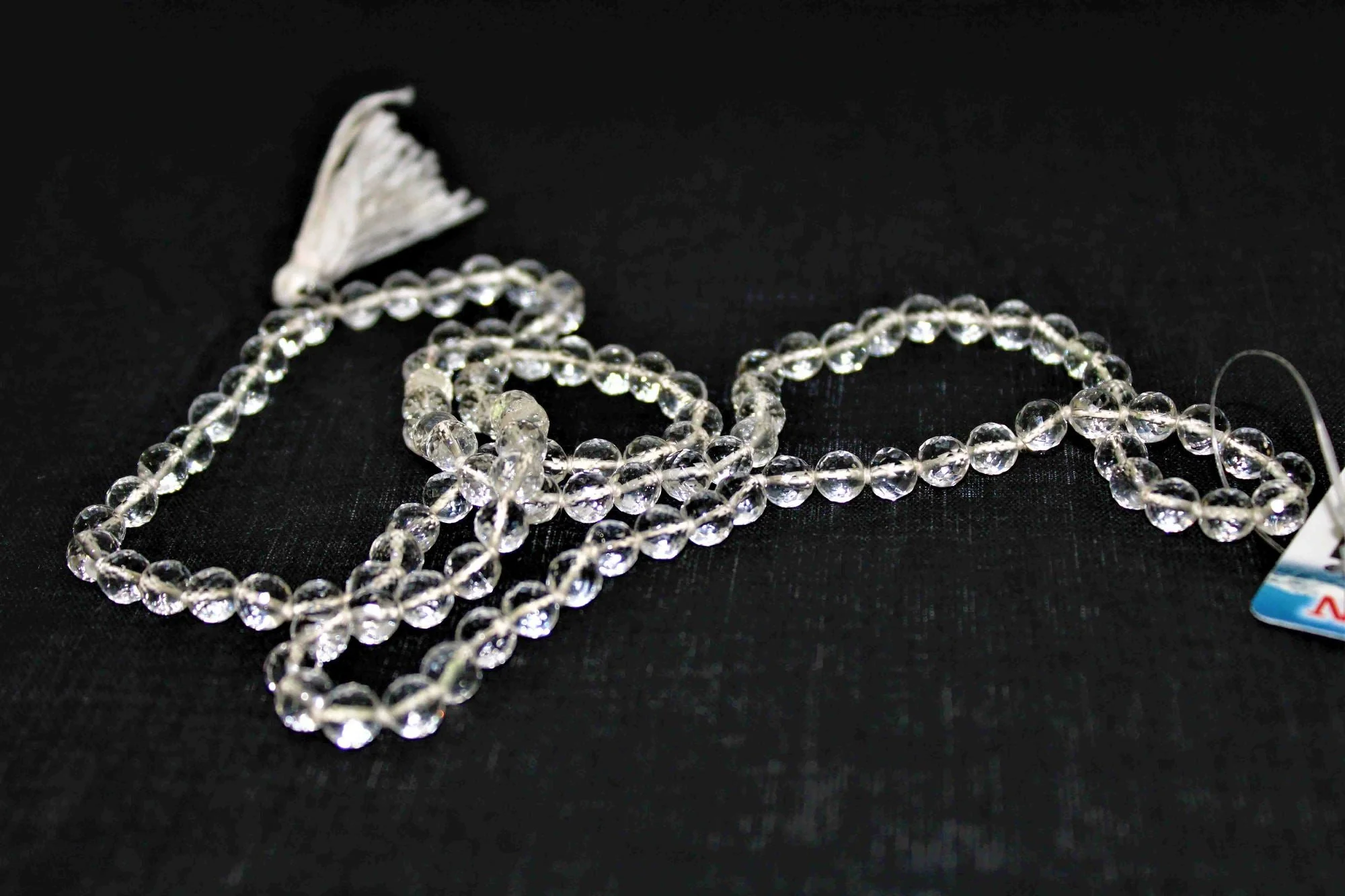 Sphatik(quartz) Mala - diamond cut